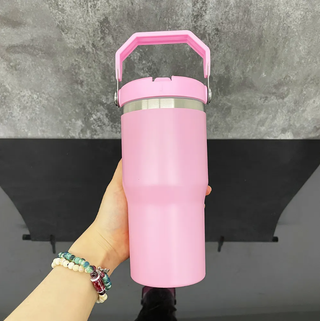 Lux Label & Co. SINGLE BABY PINK 20OZ TUMBLER WITH HANDLE - INSTOCK