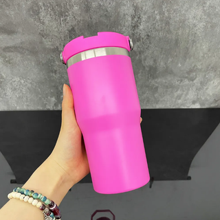 Lux Label & Co. SINGLE HOT PINK 20OZ TUMBLER WITH HANDLE - INSTOCK