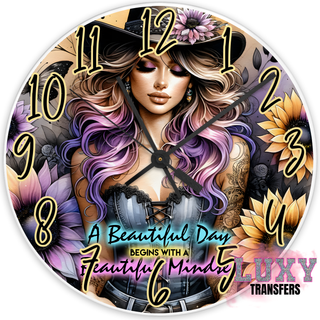 Lux Label & Co. A BEAUTIFUL DAY STARTS WITH A BEAUTIFUL MINDSET -30CM CLOCK TRANSFER