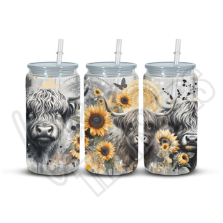Lux Label & Co. BLACK AND YELLOW HIGHLAND COW - 16OZ
