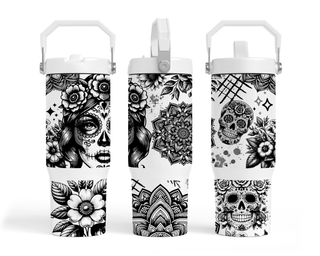 Lux Label & Co. BLACK SUGAR SKULL LADY 30 OZ TUMBLER UV WRAP- INSTOCK