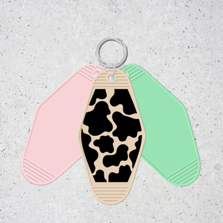 Lux Label & Co. BLACK & WHITE COW-INSTOCK KEYCHAIN UV DECAL