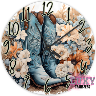 Lux Label & Co. BLUE COUNTRY BOOTS -30CM CLOCK TRANSFER