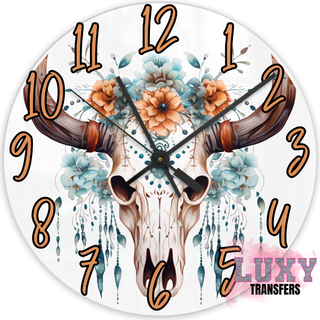 Lux Label & Co. BOHO LONGHORNS -30CM CLOCK TRANSFER