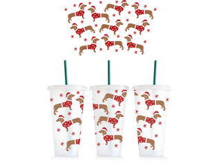 Lux Label & Co. CHRISTMAS DACHSHUNDS - LIGHT UP TUMBLER UV WRAP