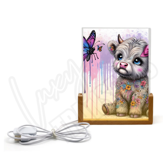 Lux Label & Co. CUTIE HIGHLAND WITH BUTTERFLY -  TIMBLER ACRYLIC NIGHTLIGHT PRINT