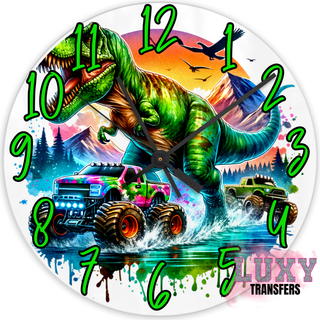 Lux Label & Co. DINOSAUR MONSTER TRUCK - 20CM- 30CM CLOCK TRANSFER