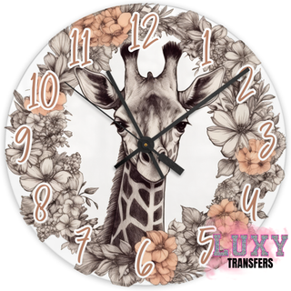 Lux Label & Co. FLORAL GIRAFFE - 30CM CLOCK TRANSFER