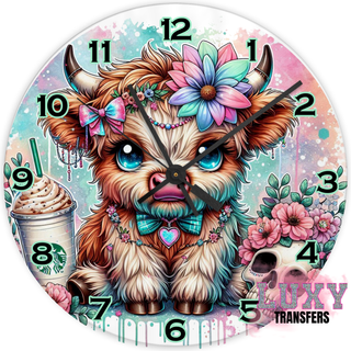 Lux Label & Co. FLORAL HIGHLAND -30CM CLOCK TRANSFER