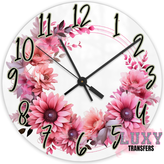 Lux Label & Co. FLORAL WREATH -30CM CLOCK TRANSFER