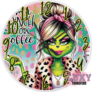 Lux Label & Co. GRINCH BEFORE COFFEE -30CM CLOCK TRANSFER