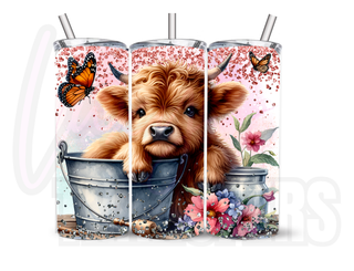 Lux Label & Co. HIGHLAND COW IN BUCKET- 20 Oz PRINT