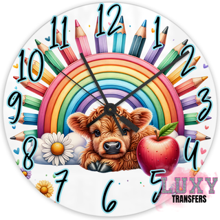 Lux Label & Co. HIGHLAND WITH PENCIL RAINBOW -30CM CLOCK TRANSFER