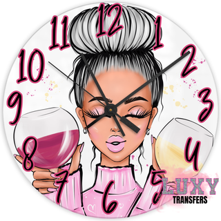 Lux Label & Co. IM A 2 WINE GIRL  -30CM CLOCK TRANSFER