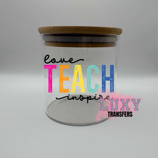 Lux Label & Co. LOVE TEACH INSPIRE- DECAL & 610ML GLASS JAR BUNDLE OPTIONS