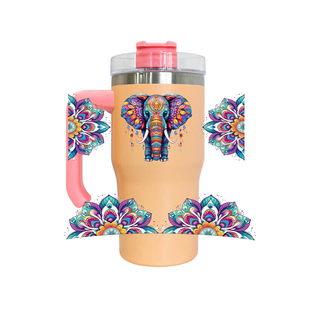 Lux Label & Co. MANDALA ELEPHANT 20OZ MACARON TUMBLER UV WRAP