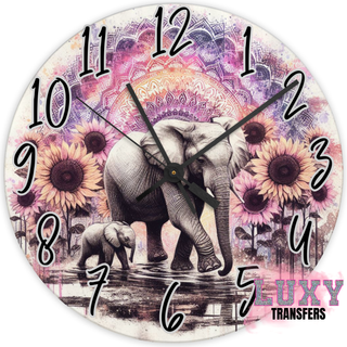 Lux Label & Co. MANDALA ELEPHANT -30CM CLOCK TRANSFER