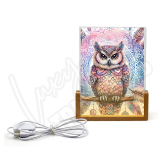 Lux Label & Co. MANDALA OWL -  TIMBLER ACRYLIC NIGHTLIGHT PRINT
