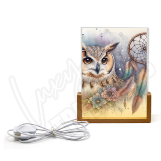 Lux Label & Co. OWL FEATHERS -  TIMBLER ACRYLIC NIGHTLIGHT PRINT