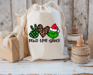 Lux Label & Co. Peace Love Grinch- Santa Sack Size