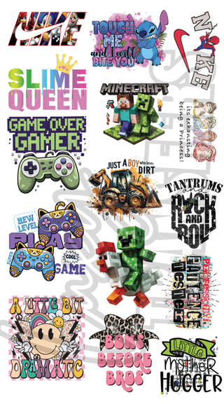 Lux Label & Co. PRE MADE  KIDS DTF GANG SHEET #4