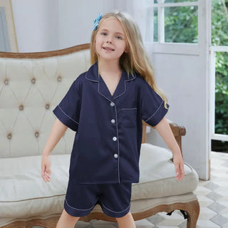 Lux Label & Co. SATIN PJS- NAVY