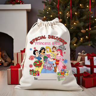 Lux Label & Co. SPECIAL DELIVERY FROM PRINCESSES Santa Sack Size DTF Print