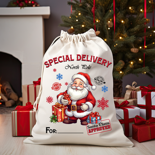 Lux Label & Co. SPECIAL DELIVERY SANTA APPROVED  Santa Sack Size DTF Print