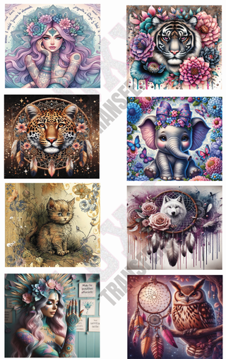 Lux Label & Co. SUBLIMATION PRINTS CREATURES SUBLIMATION GANG SHEET- PRE DESIGNED