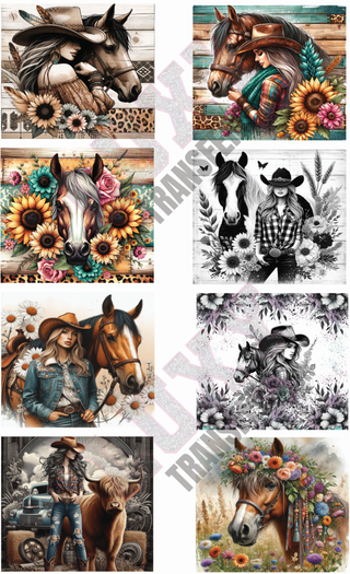 Lux Label & Co. SUBLIMATION PRINTS HORSES SUBLIMATION GANG SHEET- PRE DESIGNED