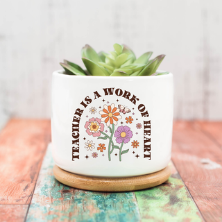 Lux Label & Co. TEACHER IS A WORK OF HEART - POT PLANT DECAL