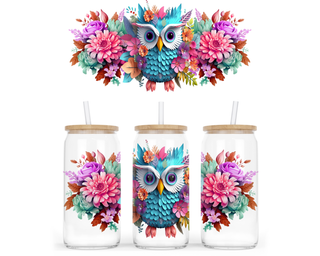 Lux Label & Co. Uv DTF Print Wraps 3D COLOUR OWL- INSTOCK 16 OZ UV DTF WRAP