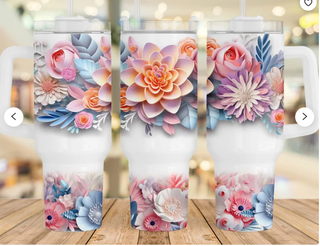 Lux Label & Co. Uv DTF Print Wraps 3D FLOWERS-  INSTOCK 40 OZ UV DTF WRAP