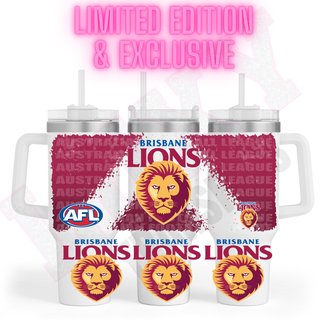 Lux Label & Co. Uv DTF Print Wraps AFL BRISBANE LIONS  - INSTOCK 40 OZ UV DTF WRAP