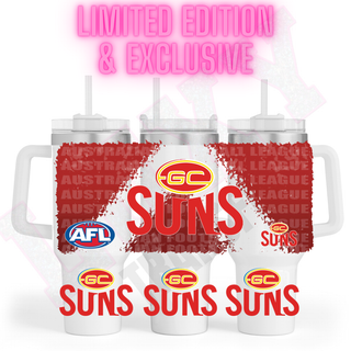 Lux Label & Co. Uv DTF Print Wraps AFL GOLD COAST SUNS  - INSTOCK 40 OZ UV DTF WRAP