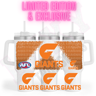 Lux Label & Co. Uv DTF Print Wraps AFL GWS GIANTS  - INSTOCK 40 OZ UV DTF WRAP