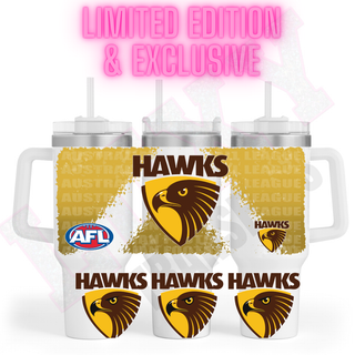 Lux Label & Co. Uv DTF Print Wraps AFL HAWTHORN HAWKS - INSTOCK 40 OZ UV DTF WRAP