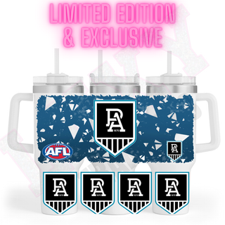 Lux Label & Co. Uv DTF Print Wraps AFL PORT ADELAIDE  - INSTOCK 40 OZ UV DTF WRAP