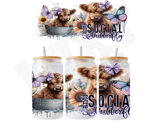 Lux Label & Co. Uv DTF Print Wraps ANTI SOCIAL BUTTERFLY HIGHLAND - INSTOCK 16 OZ UV DTF WRAP