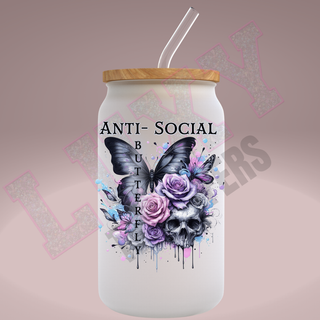 Lux Label & Co. Uv DTF Print Wraps ANTI SOCIAL BUTTERFLY   - INSTOCK Single Decal UV DTF