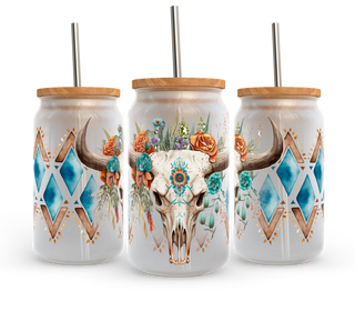 Lux Label & Co. Uv DTF Print Wraps AZTEC LONGHORNS- INSTOCK 16 OZ UV DTF WRAP