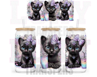 Lux Label & Co. Uv DTF Print Wraps BABY BLACK KITTENS-  INSTOCK 16 OZ UV DTF WRAP