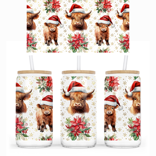 Lux Label & Co. Uv DTF Print Wraps BABY CHRISTMAS HIGHLAND COW- INSTOCK 16 OZ UV DTF WRAP