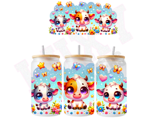 Lux Label & Co. Uv DTF Print Wraps BABY CUTIE COWS-  INSTOCK 16 OZ UV DTF WRAP