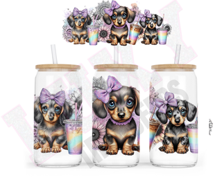 Lux Label & Co. Uv DTF Print Wraps BABY DACHSHUNDS- INSTOCK 16 OZ UV DTF WRAP