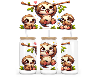 Lux Label & Co. Uv DTF Print Wraps BABY SLOTH - INSTOCK 16 OZ UV DTF WRAP