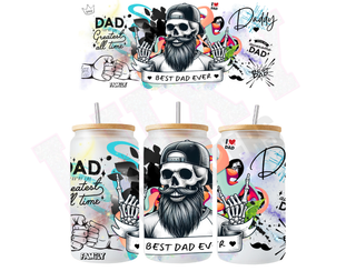 Lux Label & Co. Uv DTF Print Wraps BEST DAD EVER - INSTOCK 16 OZ UV DTF WRAP