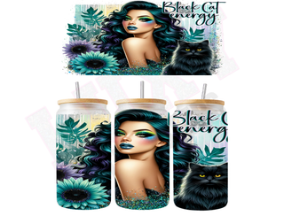 Lux Label & Co. Uv DTF Print Wraps BLACK CAT ENERGY - INSTOCK 16 OZ UV DTF WRAP