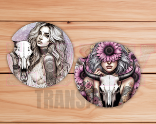 Lux Label & Co. Uv DTF Print Wraps BOHO LONGHORNS- INSTOCK CAR COASTER SUBLIMATION PRINT