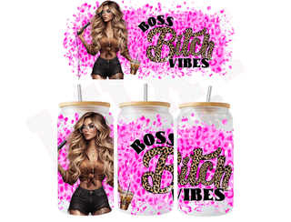 Lux Label & Co. Uv DTF Print Wraps BOSS BITCH VIBES -  INSTOCK 16 OZ UV DTF WRAP